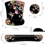 Ergonomic Mouse Pad with Gel Wrist Rest Support, Gaming Mouse Pad with Cloth, Non-Slip PU Base for Computer, Home, Office, Memory Foam Keyboard Wrist Rest Support, Hummingbird Watercolor Flower - Image 3