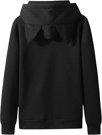 Sweatshirts for Men Hoodies Casual Long Sleeve Solid Ears Hooded Drawstring Pullover Lightweight Athletic Hoodies