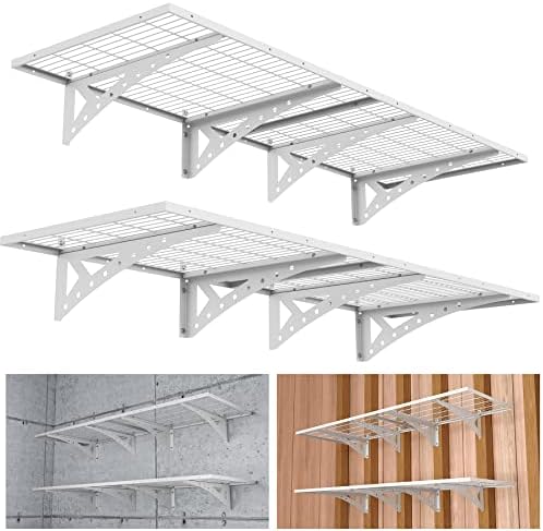 Sanhang 2-Pack 2x6ft Garage Storage Rack, Suitable for Garage, Storage Room Wall-Mounted Storage Shelf, White