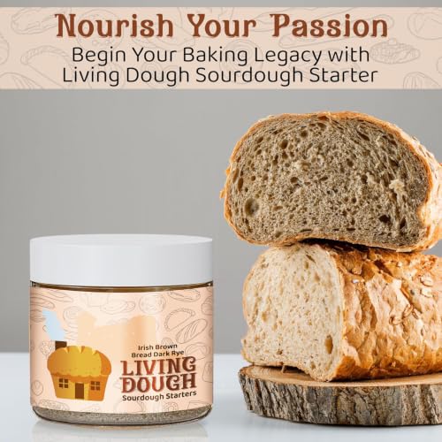 Image of Living Dough - Irish Brown Bread Dark Rye Sourdough Starter Culture - Active & Live Organic Sourdough Starter for Baking - For Artisan Bread, Pizza Dough, Waffles & More