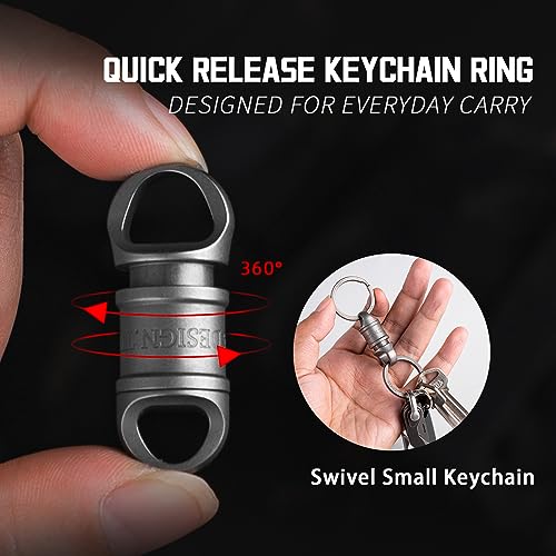 TISUR Titanium Quick Release Swivel Keychain, Heavy Duty Detachable Keychain Connector, Pull Apart Separating Key Chain, Key Ring Holder for Car Keys (1Pc Swivel Keychain +2pcs Titanium Key Rings) - Thumbnail 4
