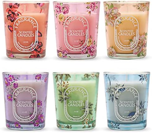 Scented Candles Gift Set for Home- Rose, Vanilla, Jasmine, Wolfberry&Blood Orange, Eucalyptus and Blue Campanula Aromatherapy Candles for Women Dinner Table, Wedding, Baby Shower
