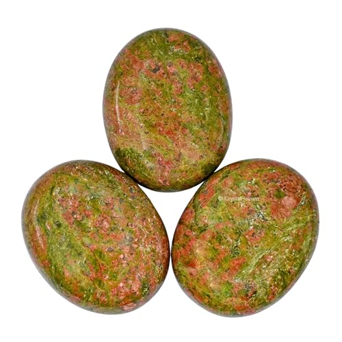 Image of Certified Unakite Crystal Palm Pebbles Stones for Anxiety Stress Relief Massage - AAA Grade Original Healing Gemstone Agate Palm Stone for Yoga Meditation Spiritual Reiki Feng Shui