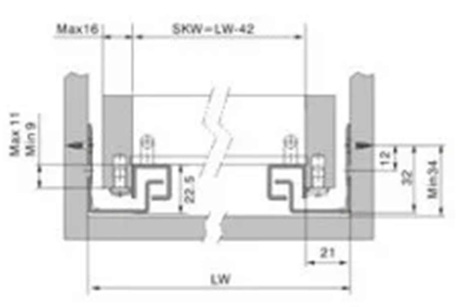 Kompatibel mit DTC Push Open Schubladenführung | Untermontierte 25-kg-Rebound-Schrankführungsschienen(14inches 350MM)