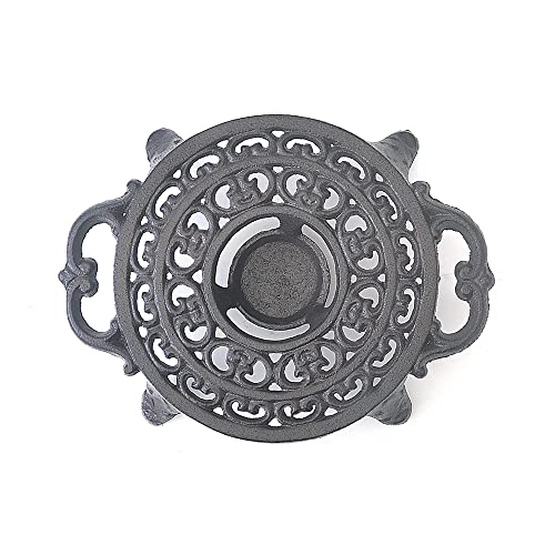 IWADECKY Heavy Duty Cast Iron Teapot Dish Warmer Stable Holder for Tealight Stand | Tealight Warmer Decorative Stove for Villa Yard Balcony（Round）