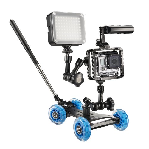 Walimex Pro Dolly Action Set GoPro I incl. cameradolly, Aptaris kooi voor GoPro, scharnierarm en video LED 80