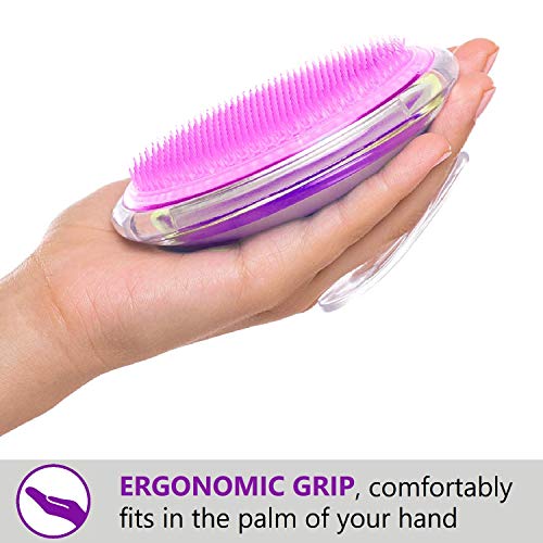 Dylonic 3 Pack Exfoliating Brush And Precision Tweezers For Ingrown Hairs Treatment, Razor Bumps Shaving Irritation - Silicone Scrubbers Gift Set, Body + Face Skin Exfoliator Brush Dry Brushing Loofah #TOP5