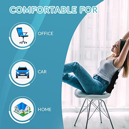 Modvel Lower Back Cushion Posture Corrector & Lumbar Support For Office Chair, Car Seat & Traveling - Orthopedic Pillow For Waist & Tailbone Pain Relief - Soft & Firm Foam Pad With Cover (MV-101)
