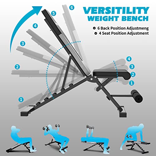 Sincmill Weight Bench Adjustable Workout Bench For Home Exercise Bench Gym Bench, Strength Training. Foldable Incline Decline Lifting.silver Grey #TOP2
