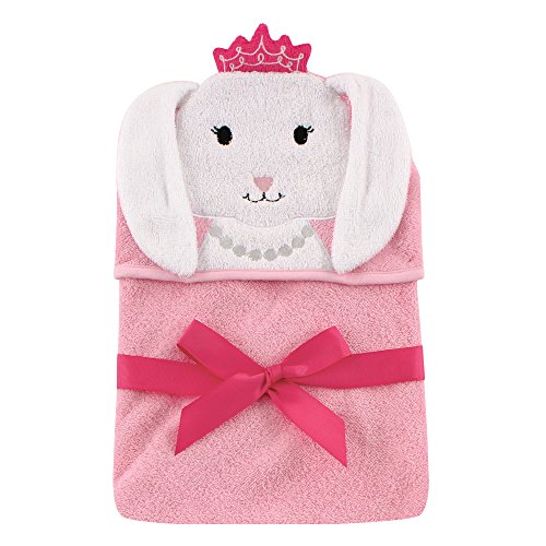 Image of Hudson Baby Unisex Baby Cotton Animal Face Hooded Towel, Princess Bunny, One Size