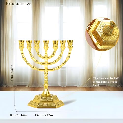 Hanukkah-Menorah-Candle-Holder-7-Branch-Candle-Stand-Jerusalem-Candlestick-Centerpiece-for-Jewish-Holiday-Party-Decor-Golden-Home-Decor-Ornaments-Table-Centerpiece-Display Hanukkah Menorah Candle Holder 7 Branch Candle Stand Jerusalem Candlestick Centerpiece for Jewish Holiday Party Decor Golden Home Decor Ornaments Table Centerpiece Display