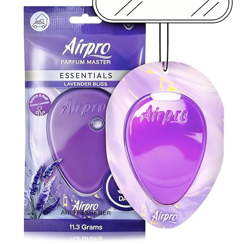 Image of Airpro Lavender Bliss Hanging Gel Car Air Freshener | Long Lasting Car Perfume for 30 Days | Leak-Proof Car Freshener | Relaxing Aroma for Car, Office & Wardrobe | Car Accessories Interior (11.3g)
