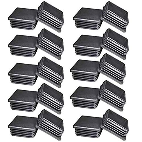 20 Pieces 2 inch Square Tubing End Caps 2"x2" Square Plastic Plugs 2x2 Plastic End Caps for Furniture/Fencing Post/Fitness Eqpt
