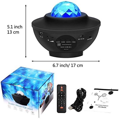 LED Star Light Projector, Starry Night Lights & Rotating Ocean Wave Music Projection Lamp with Bluetooth Speaker Remote for Baby Kids Children Bedroom Home Decoration Halloween Christmas Gifts