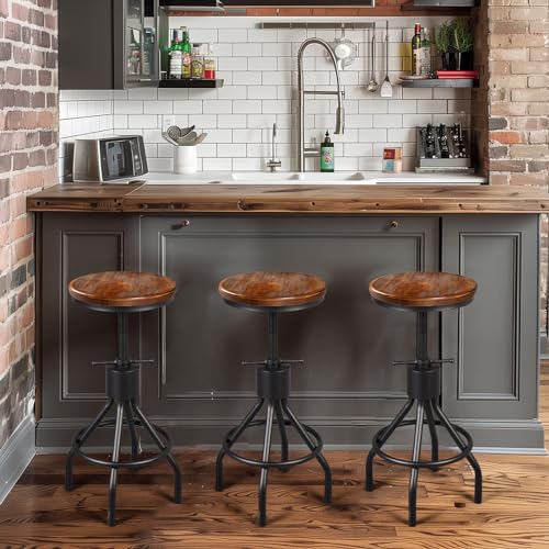 LOKKHAN-Set-of-2-Industrial-Bar-Stool-Height-Adjustable-Swivel-Wood-and-Metal-Bar-StoolFarmhouse-StoolExtra-Tall-Pub-Height23-29 LOKKHAN Set of 2 Industrial Bar Stool Height Adjustable Swivel Wood and Metal Bar StoolFarmhouse StoolExtra Tall Pub Height23 29