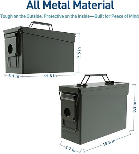 Miniatura 3 de HARDROCK 30+50 AMMO lata impermeable metal  caja de munición verde ejército acero  para rifle de escopeta Nerf traje de munición 2 piezas (verde)