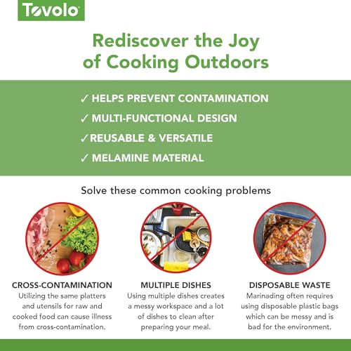 Image of Tovolo Steak Marinating Container Large Grill Marinade and Prep Tray Set for Meat Veggies Burgers, Dishwasher Safe BBQ Marinating Tray with Cover for Thawing Prepping or Serving 17x10.5 in