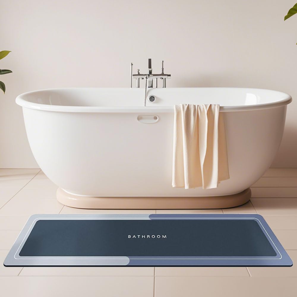 Tapis de bain imperméable Magic Mat modernisé bleu absorbant contre les glissades