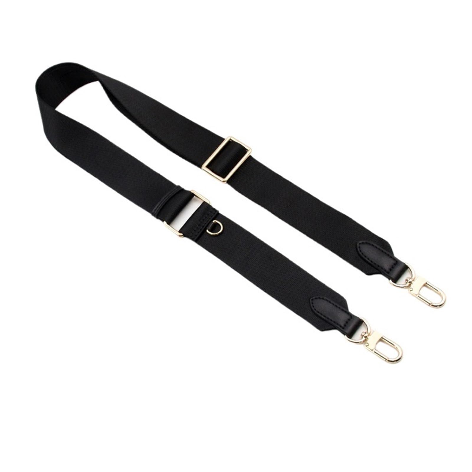 Correa de lona para bolso mujer con mosquetón dorado negro ajustable