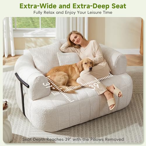 Sillón boneless boucle beige cómodo plegable miniatura 5