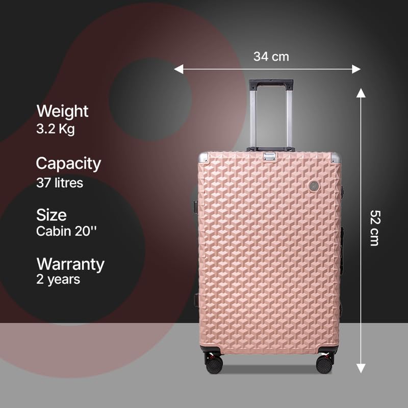 Image of Hard PC Luggage, Set of 3, Cabin, Medium and Large Size, 100% Polycarbonate, Lightweight, Silent Wheels, Anti-Theft with Aluminium Frame, and TSA Approved Locks, Coral Mist