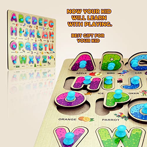 Image of Lefan Wooden Learning Educational Board For Kids, Puzzle Toys For 2 Years Old Boys & Girls Alphabets