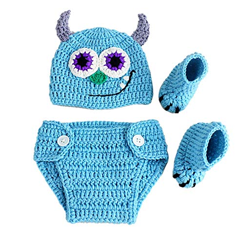 Image of Lppgrace Newborn Photography Props Baby Boy Knitted Outfits Crochet Hat Pants Set