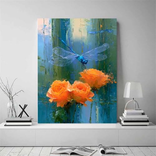 Peinture sur toile animaux libellule éclat multicolore 30x45cm