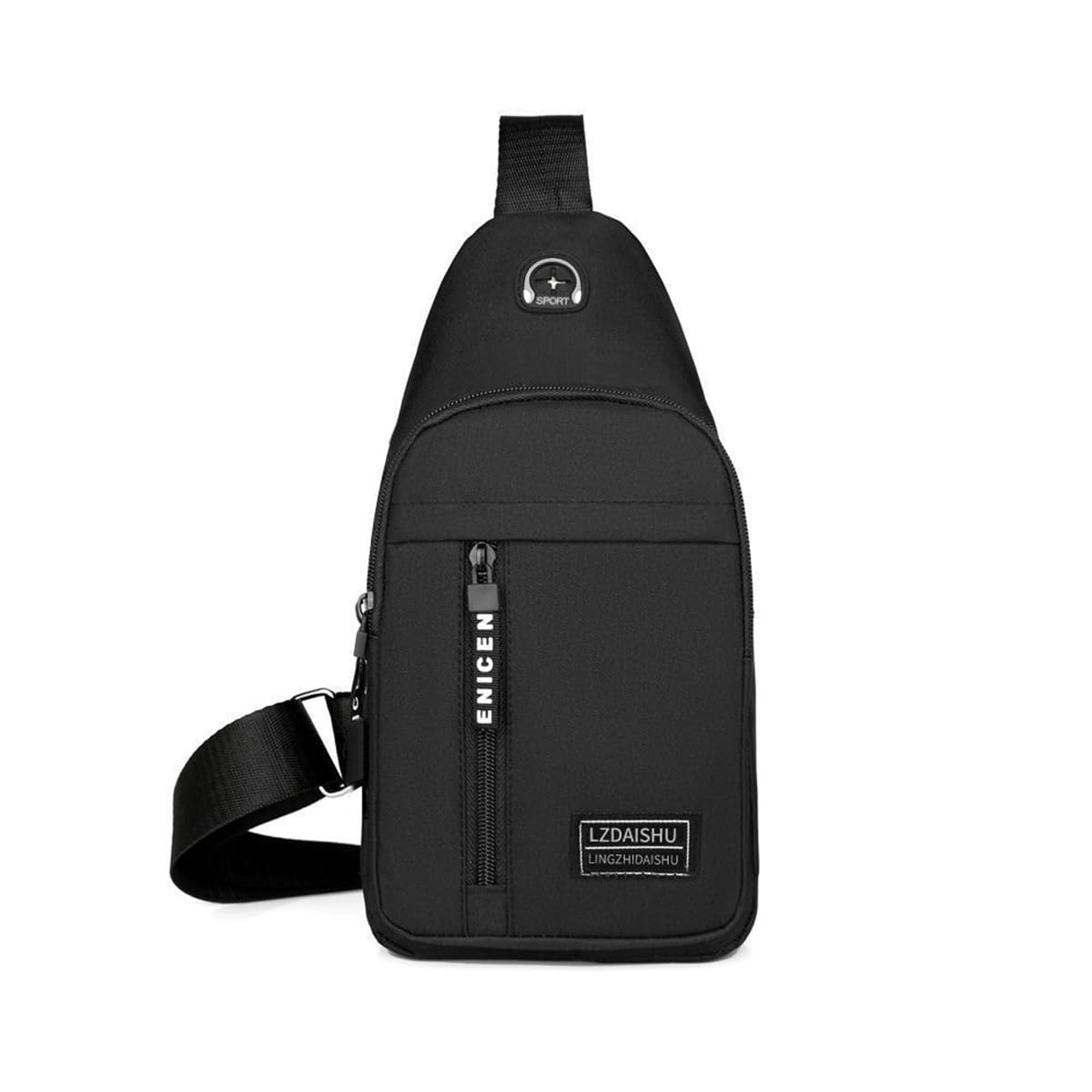 Crossbody Bag for Men Sling Backpack Multipurpose Crossbody Chest Bag Sports Leisure Bag with Headphone Cable Hole