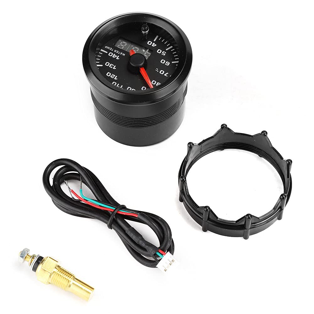 Misuratore della temperatura dell'acqua da 52 mm e 2 pollici con sensore per veicoli a 12 Volt, display a LED a 7 colori, indicatore digitale della temperatura dell'acqua,