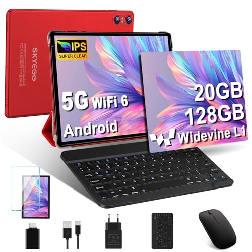 SKYEGG Tablet 10 Zoll Android 14 mit 20 GB RAM+128 GB ROM (Erweiterbar auf 1 TB), 5G WLAN 6,GPS, Widevine L1, Octa-Core,...