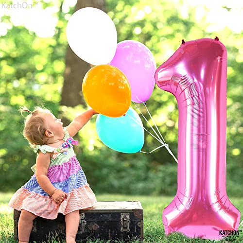 Image of KatchOn Number 1 Balloon, Hot Pink Foil Mylar for 1st Birthday, 40 Inch | 1 balloon Birthday Decorations, Large number Foil Number Balloons for Birthday Decor, 1st Anniversary Decor and Celebrations