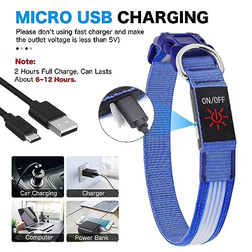YFbrite Light up Dog Collar, USB Rechargeable LED Pet Collar, Flashing Night Visibility Neckwear - Image 3