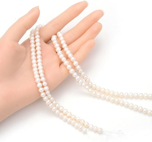 Miniatura 10 de Adabele 1 hebra Real Natural AAA Grado redondo blanco cultivado agua dulce perlas sueltas 0.276-0.315 in para la fabricación de joyas 14 pulgadas