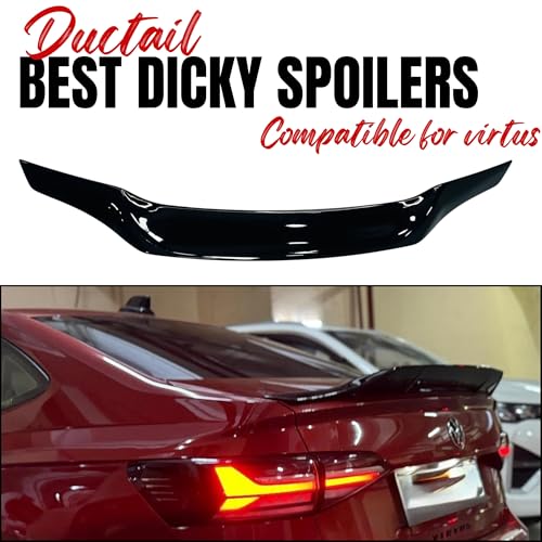 Image of KMH Duck Style Rear Spoiler Wing Compatible with Volkswagen Virtus, Premium and Stylish Rear Car Accessories for Enhanced Aerodynamics, Glossy Black - Pack of 1