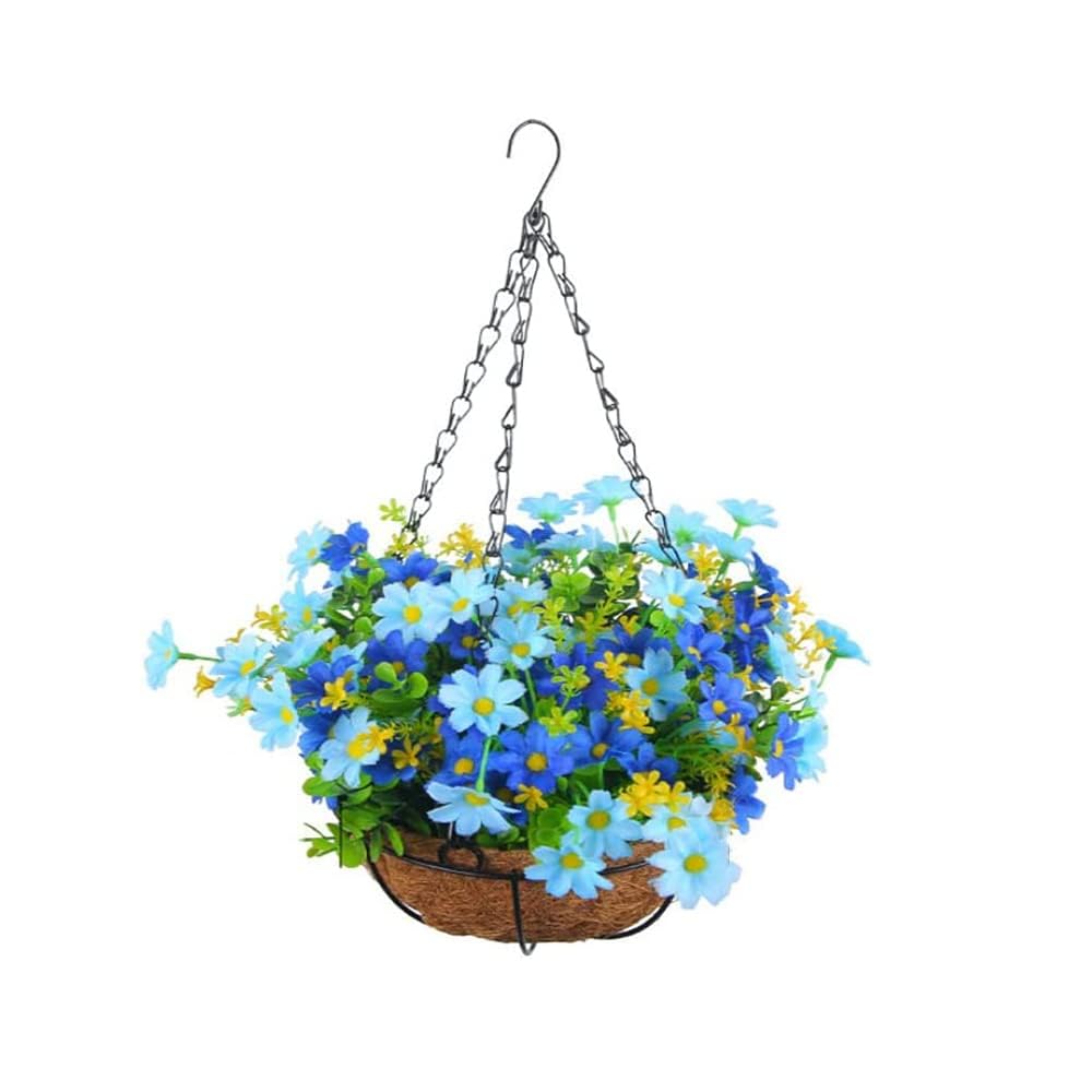 10 Colors Artificial Hanging Basket with Flowers, Plants for Hanging Baskets, Hanging Flowerss, Artificial Hanging Flower in Basket, DIY Artificials Flowers for Garden Patio Home Porch Yard (F)