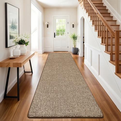 SHACOS Tappeto Runner Corridoio Lungo Marrone 60 x 240 cm Tappeto Passatoia Ingresso Antiscivolo Lavabile Assorbente Antimacchia Tappeti Corridoio Lungo Moderni per Ingresso, Cucina, Lavanderia