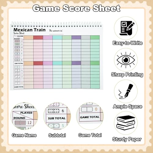50 Hojas Mexican Train Score Pads para Juego de Domino miniatura 3