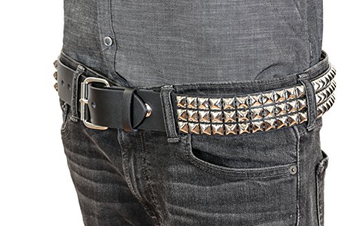 Grade A Three Row Pyramid Stud Belt Made In USA Genuine Leather Punk Goth Style3