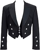 TIG Gear TIG Men's Prince Charlie Kilt Jacket and Waistcoat in Black - Traditional Formal Attire for Events & Weddings (52 Tall, Black), 36-54