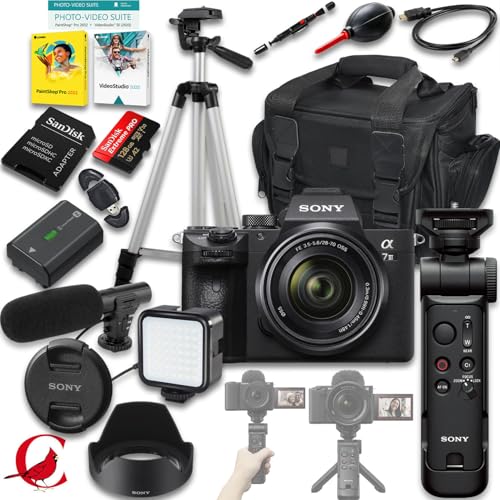 Sony a7 III Mirrorless Camera with FE 28-70mm f/3.5-5.6 OSS Lens + Sony GP-VPT3 Wireless Shooting Grip + 128 GB Memory Card + LED Light + Microphone + More (22pc Bundle)