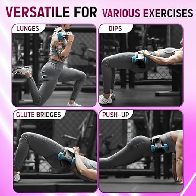 Foldable Hip Thrust Belt with Extra Resistance Band ¨C Works with Dumbbells, Kettlebells, and Weight Plates ¨C Supports Up to 300 lbs ¨C Slip-Resistant Padding for Gym and Home Workouts