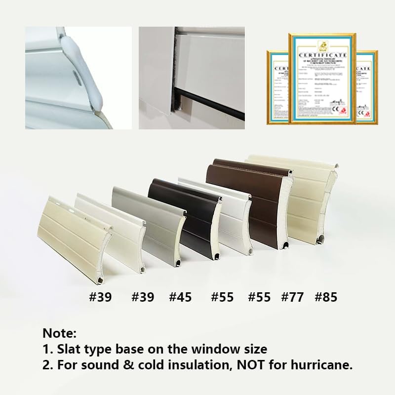 Shade Exterior, Roller Shutter Aluminum with Form Slat, Heat Sound Insulated, Windproof Motorized Outdoor Curtain for Window (Aluminum+Form Slat)