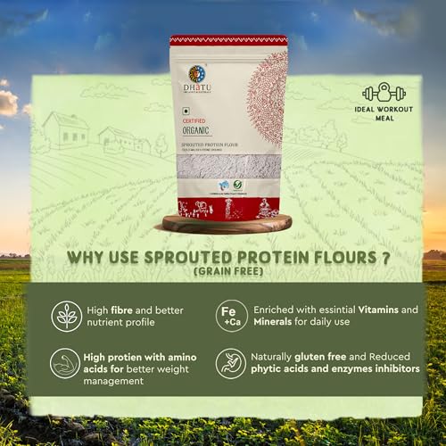 Image of Dhatu Organics Cold-Milled Sprouted Flour Combo - Wheat, Jowar, Bajra (500g x 3) | Wholesome & Easy to Digest