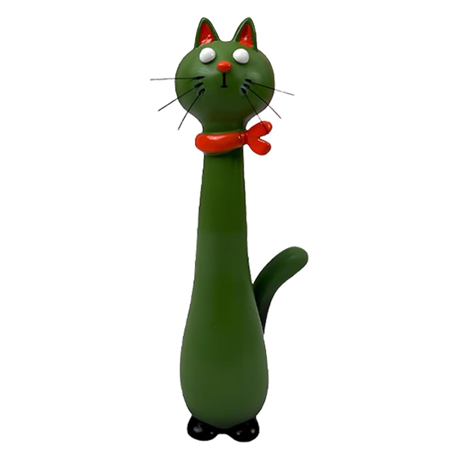Introti Resin Cat Vases Desk Ornament Handcrafted Quirky Cats Vases Whimsical Cat Flower Vase for Desk Decoration and Bookshelf Display(dark green cat)