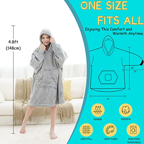 REDESS Blanket Hoodie Sweatshirt, Wearable Blanket Oversized Sherpa with sleeves and giant pocket, cozy hoodie for adults kids - Image 3