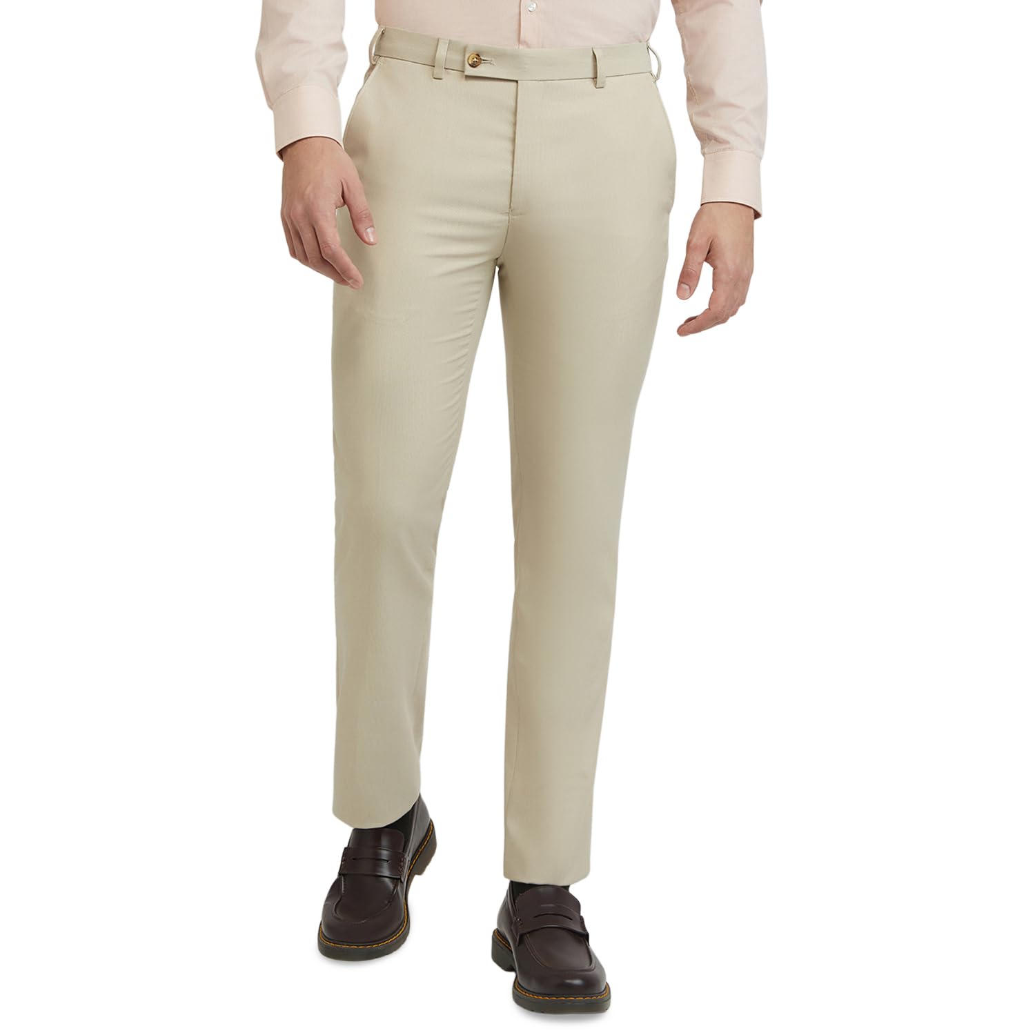 park avenue Men Slim Fit Solid Pattern Poly Viscose Blend Flat Front Formal Trouser-picture-10
