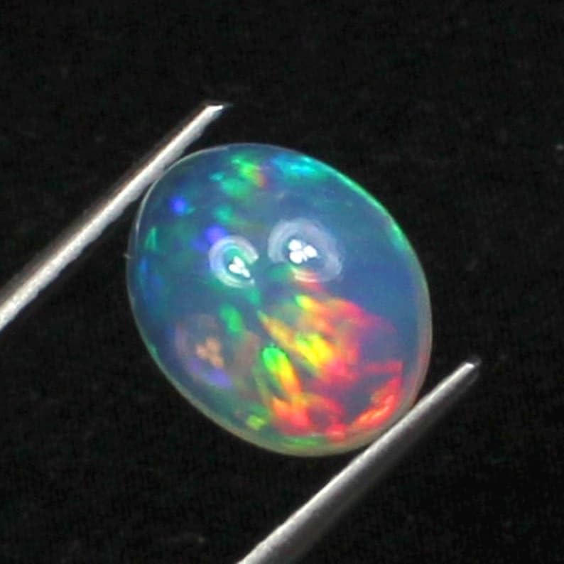 Opale éthiopienne Welo naturelle 10x6mm, cabochon multi fire de qualité - 2