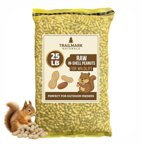 Trailmark Naturals - 25 LB - Raw Peanuts For Squirrels Raw In Shell Peanuts For Birds and Wildlife- Squirrel Food Wild Bird Seed - Grown in The USA