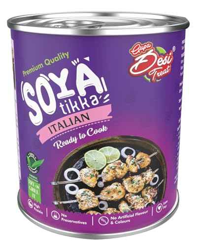 Image of Desi Treat SOYA Tikka with Italian Herbs | Plant-Based Ready to Cook Snack | High Protein & Flavorful Vegetarian Appetizer | Ideal for Grilling, Air Frying & Pan Cooking (800g Pack)